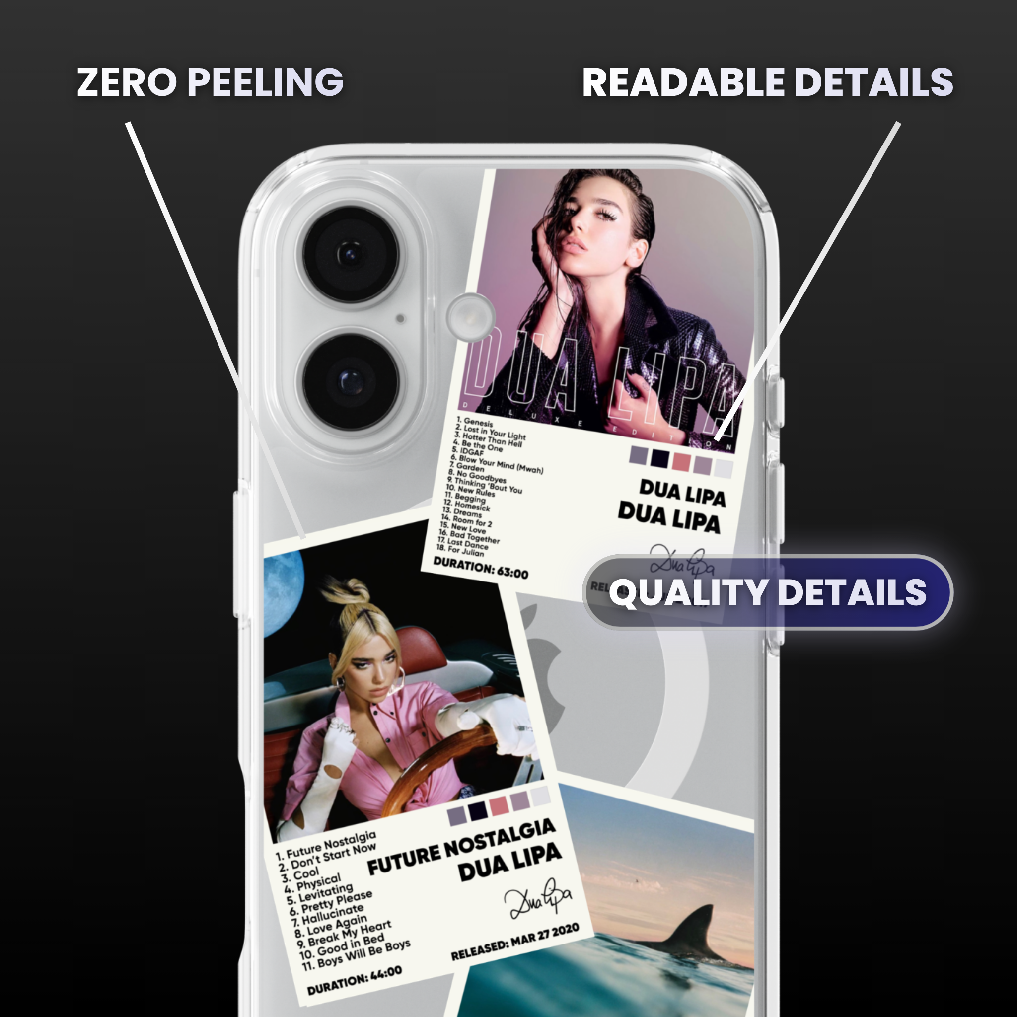 Dua Lipa Album Covers Clear Phone Case