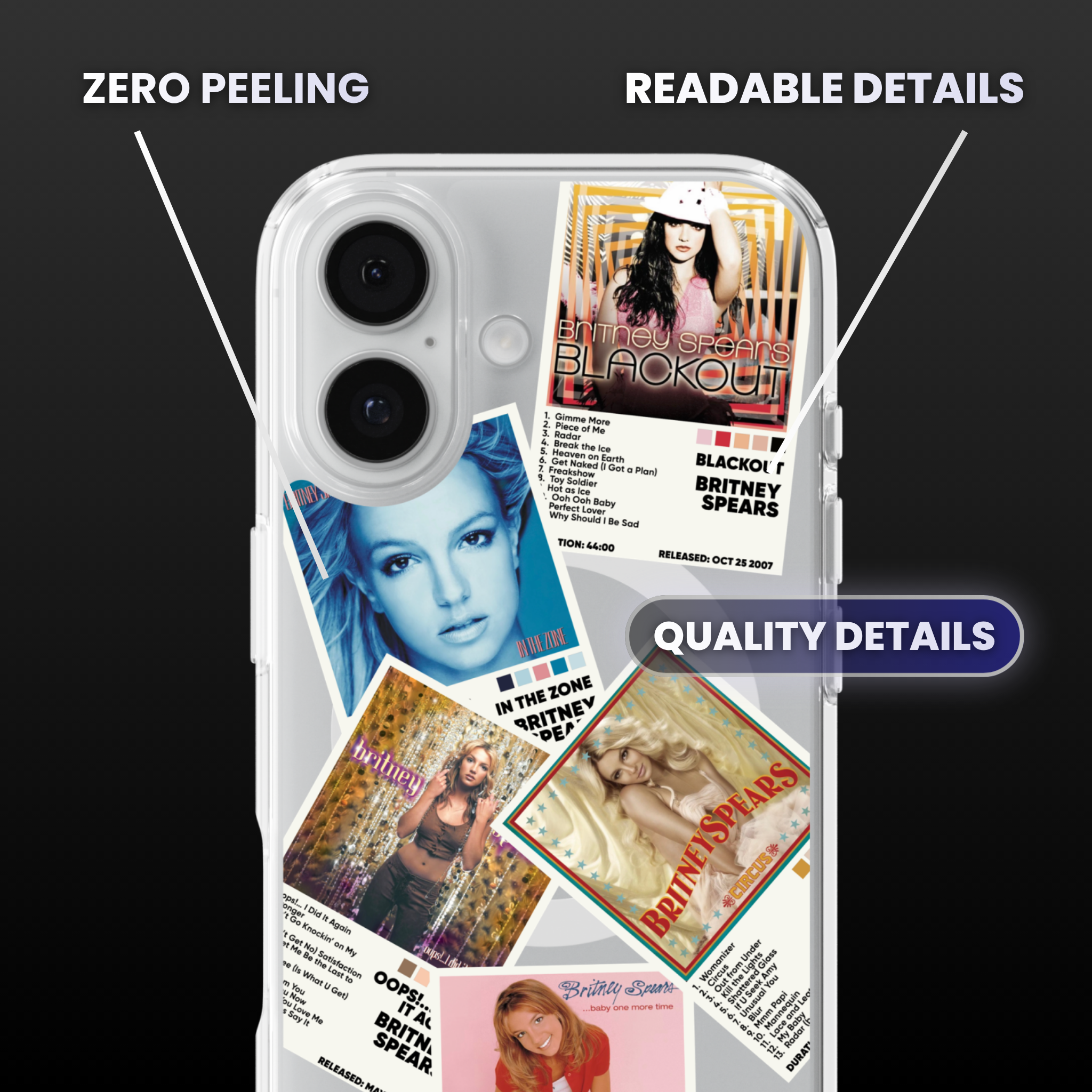 Britney Spears Album Covers Clear Phone Case