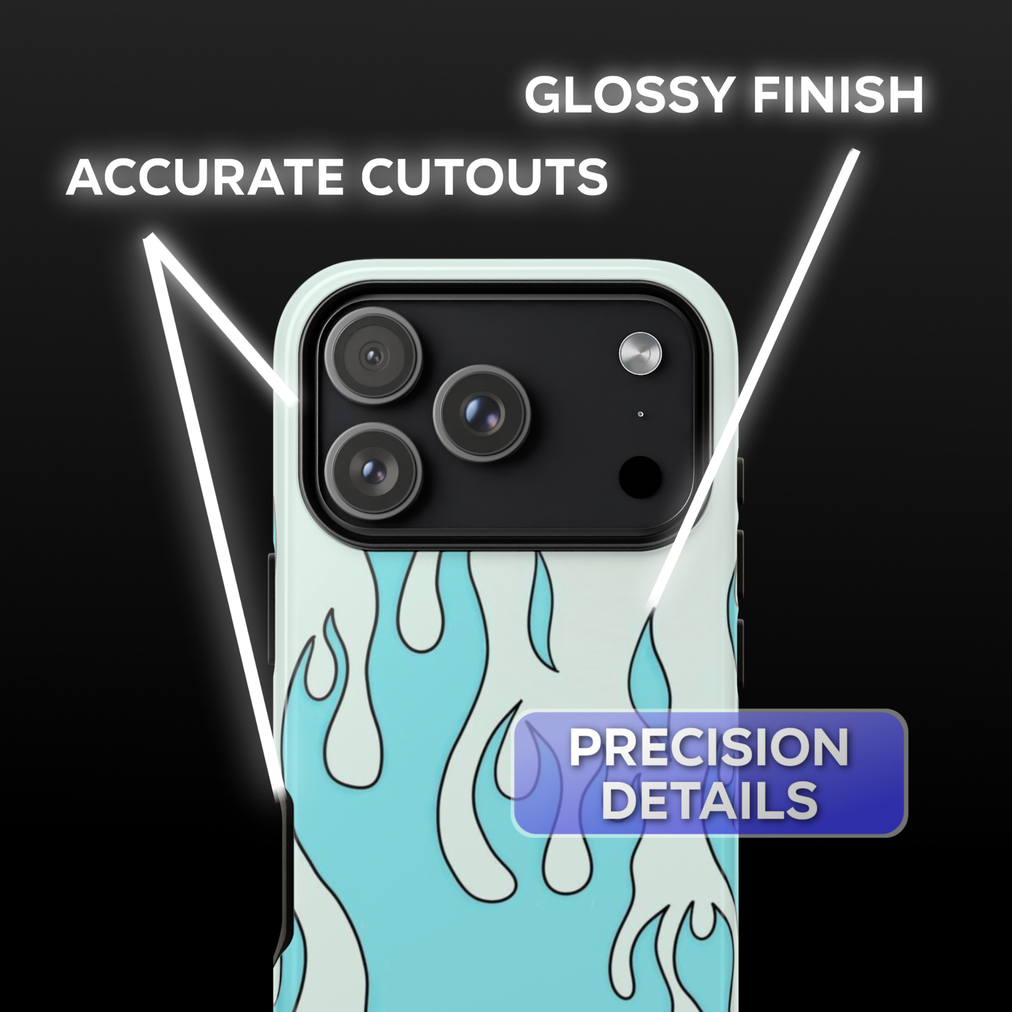 Light Blue Flames Phone Case