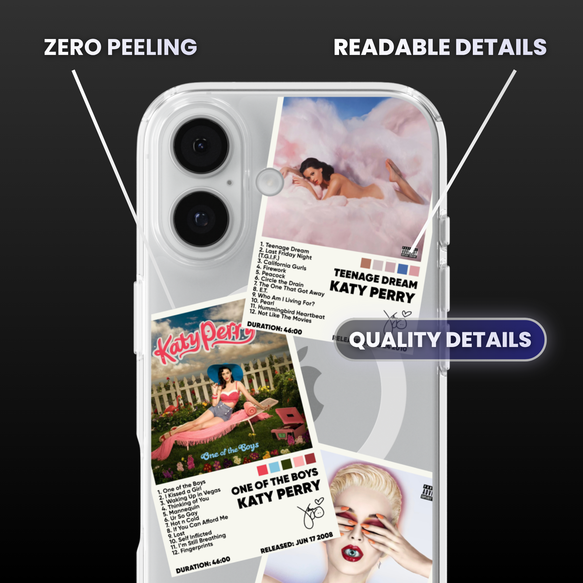 Katy Perry Album Covers Clear Phone Case
