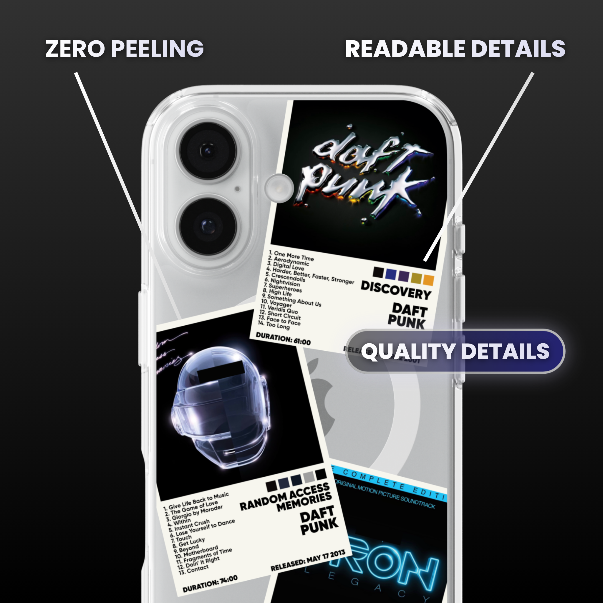Daft Punk Album Covers Clear Phone Case