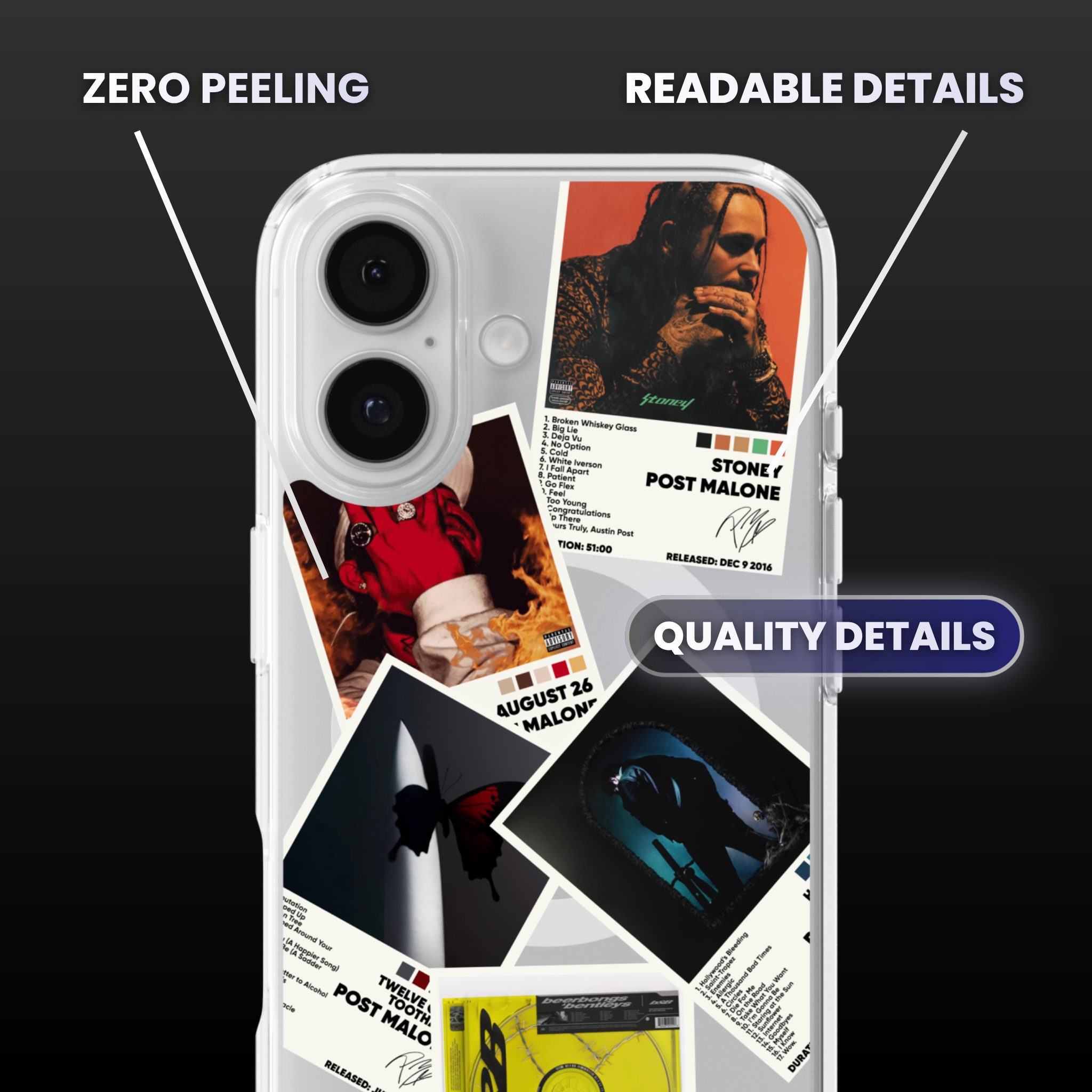 Post Malone Album Covers Clear Phone Case