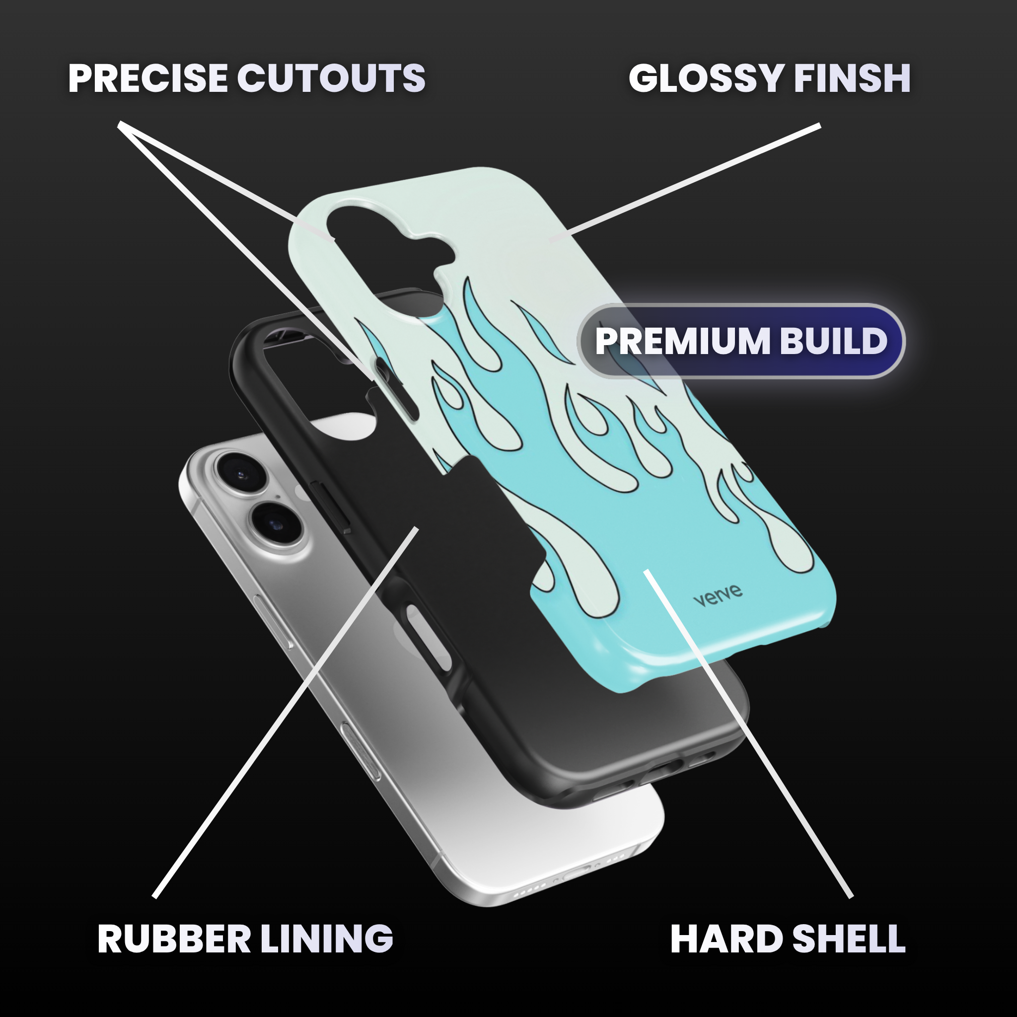 Light Blue Flames Phone Case