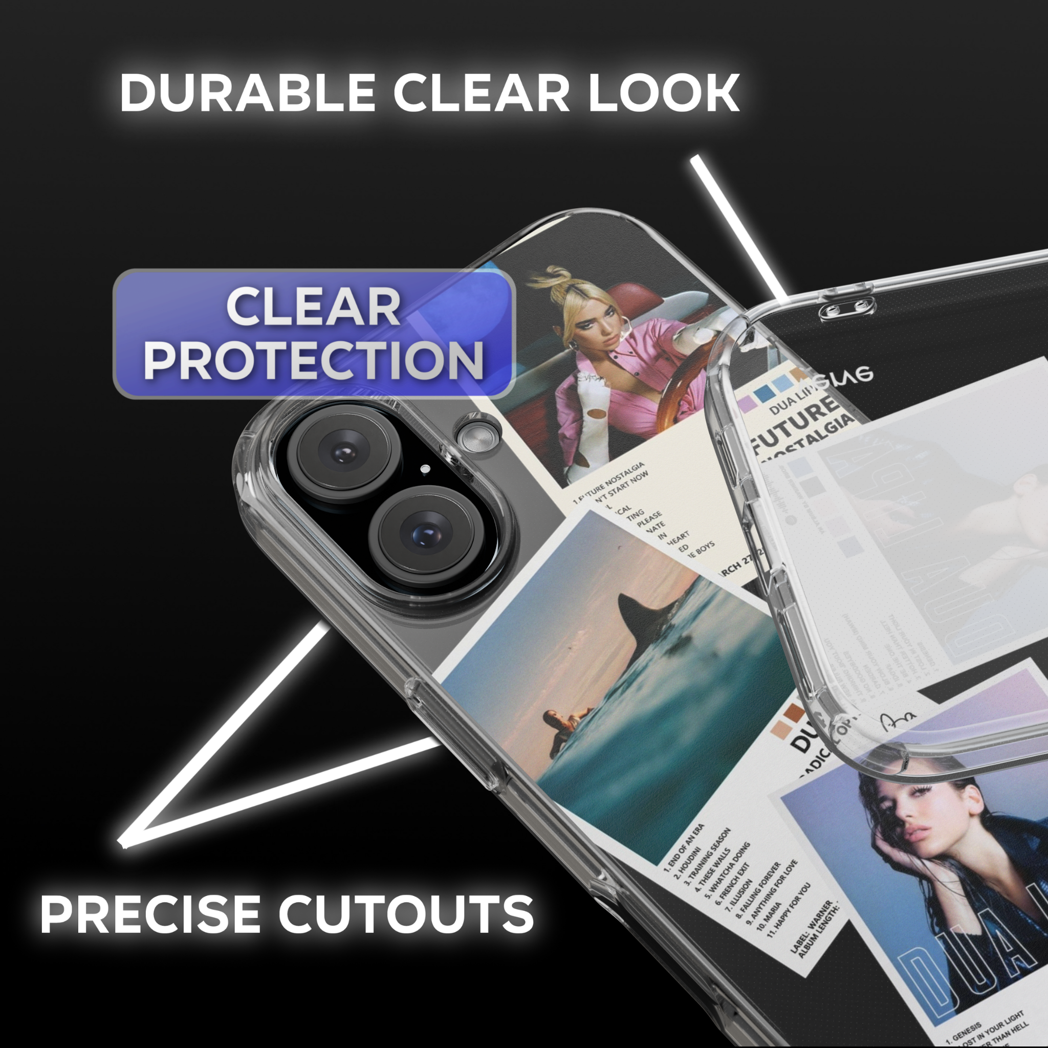 Dua Lipa Album Covers Clear Phone Case
