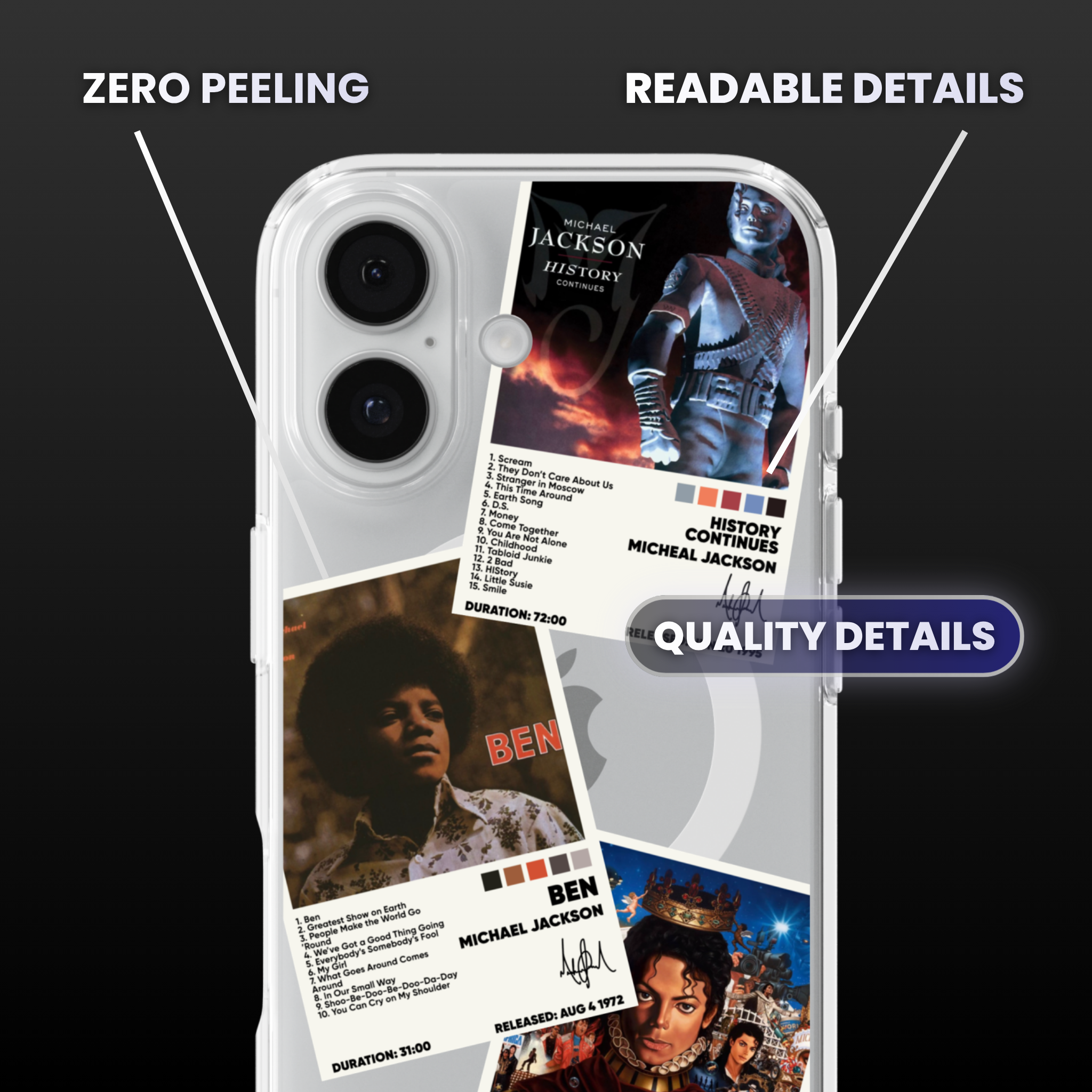 Michael Jackson Album Covers Clear Phone Case