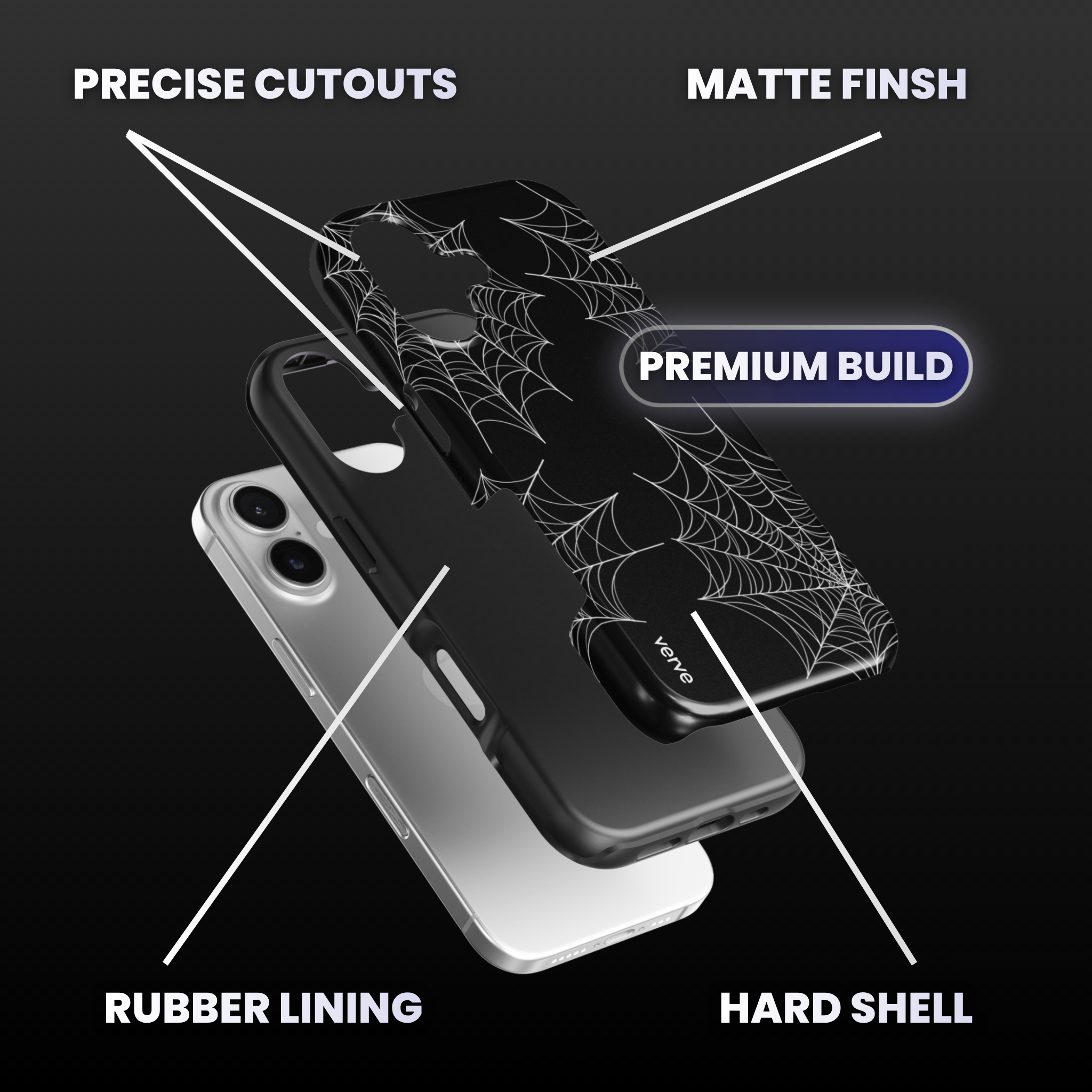 Black Spider Web Phone Case