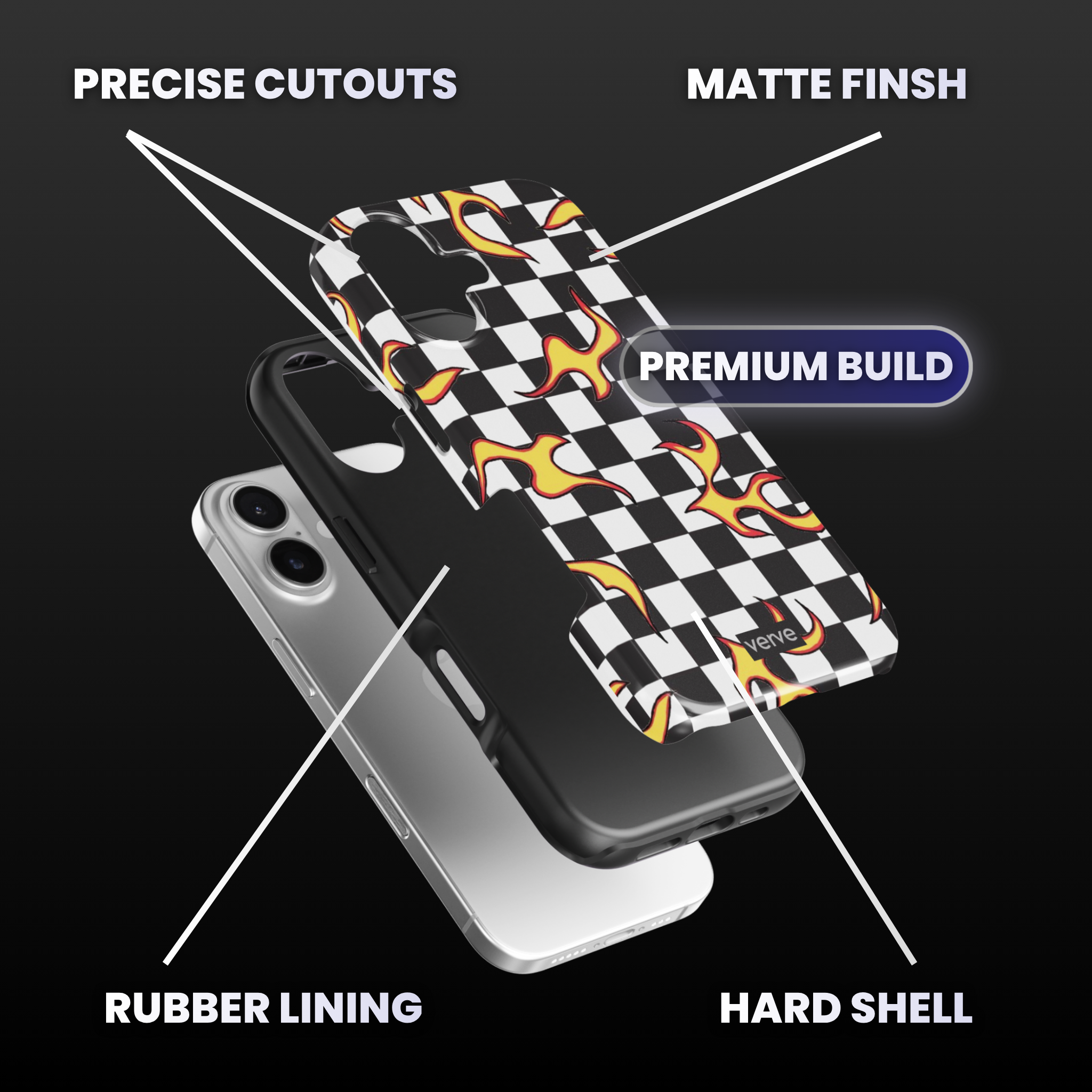 Checkered Flame Phone Case
