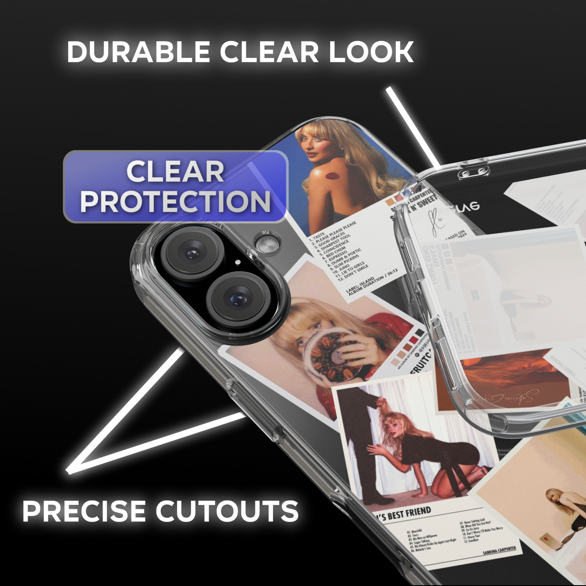 Sabrina Carpenter Album Covers Clear Phone Case