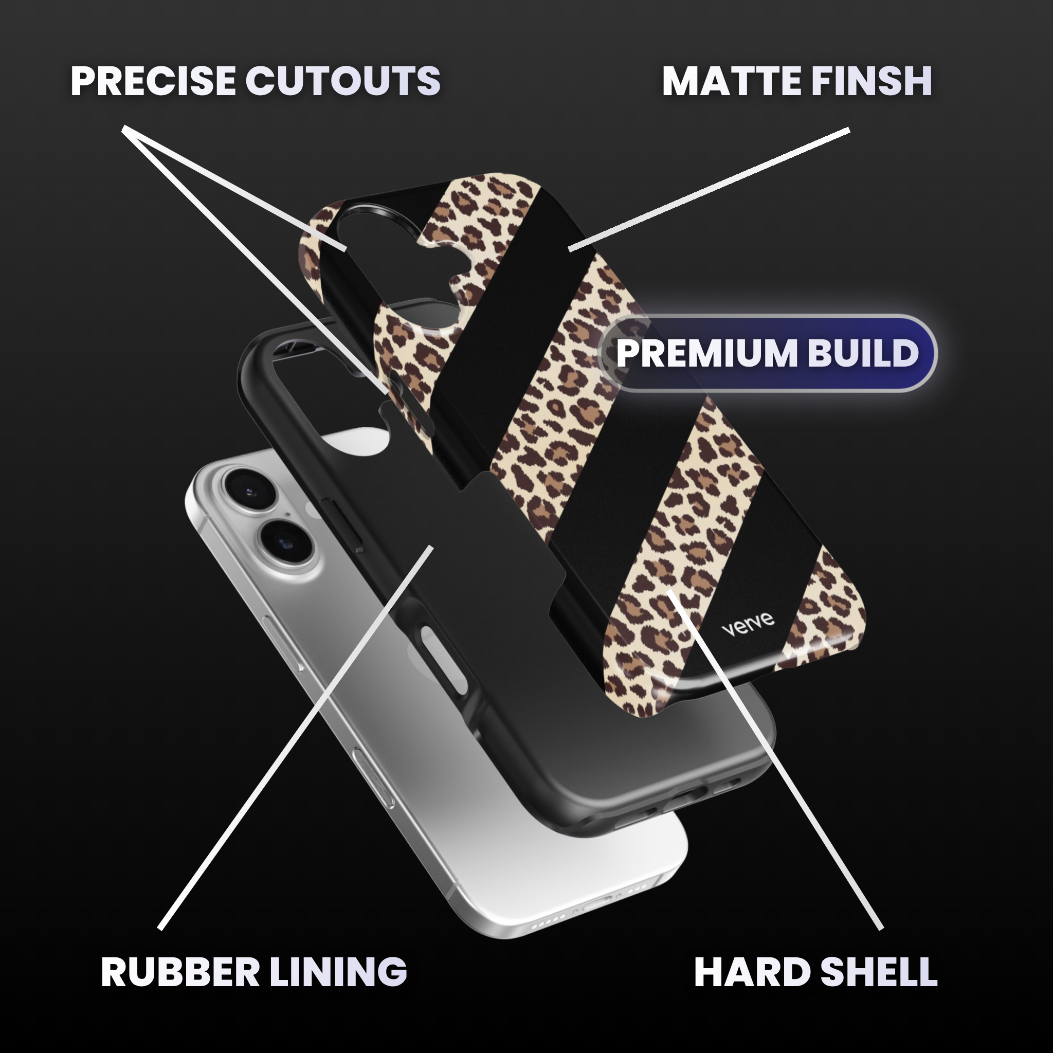 Leopard Print Striped Phone Case