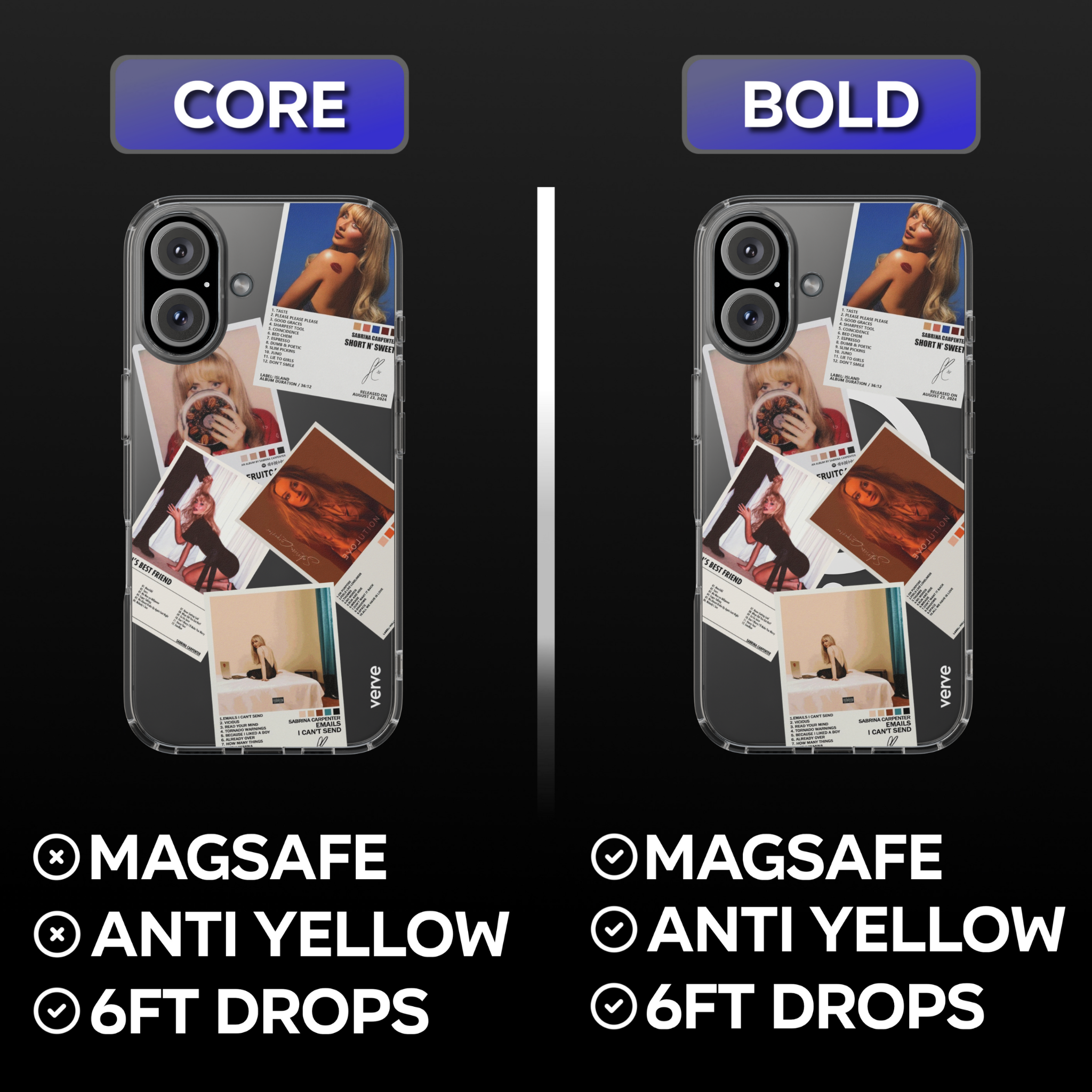 Sabrina Carpenter Album Covers Clear Phone Case