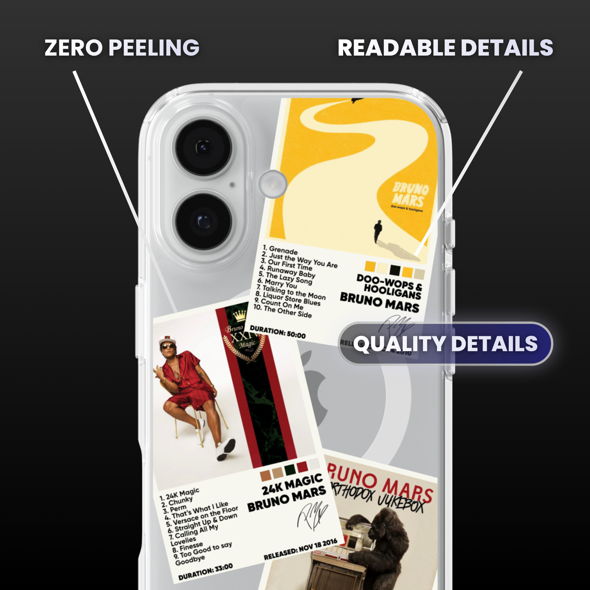 Bruno Mars Album Covers Clear Phone Case