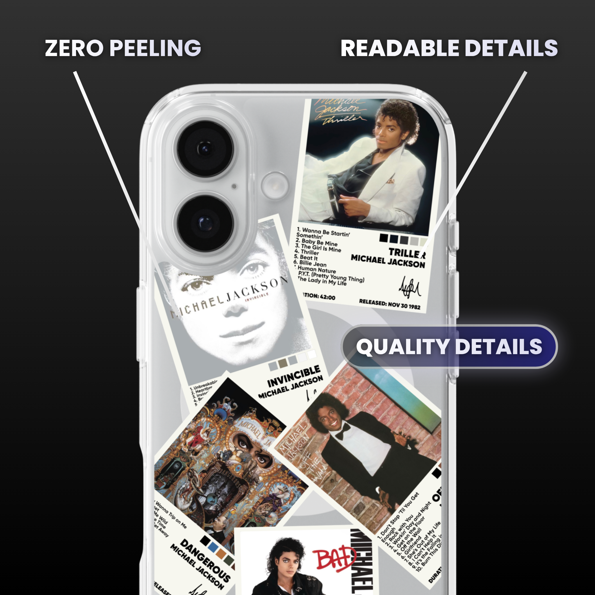 Michael Jackson Album Covers Clear Phone Case
