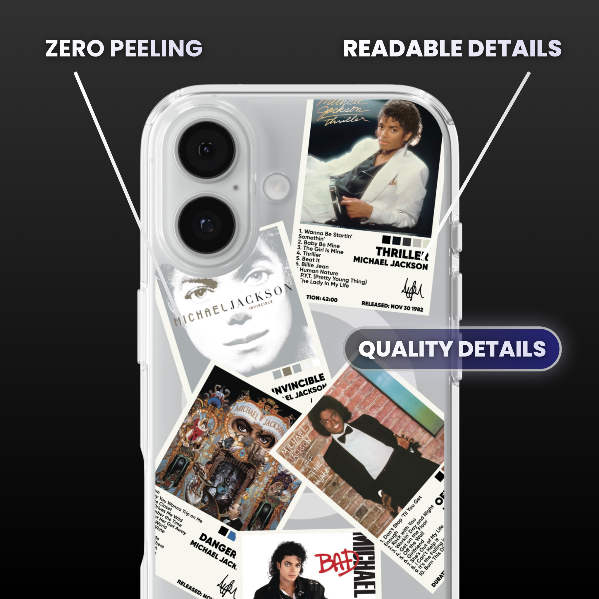 Michael Jackson Album Covers Clear Phone Case