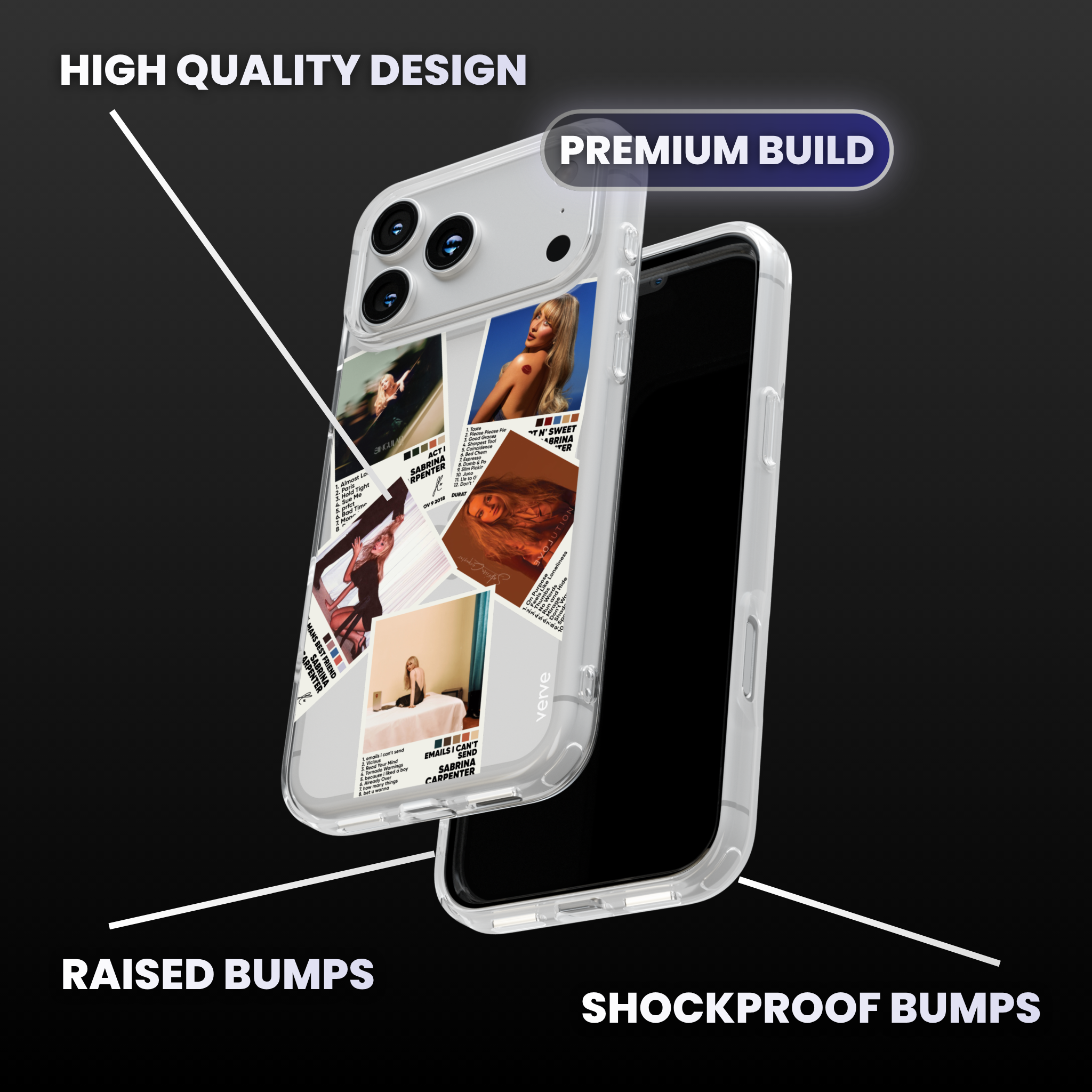 Sabrina Carpenter Album Covers Clear Phone Case