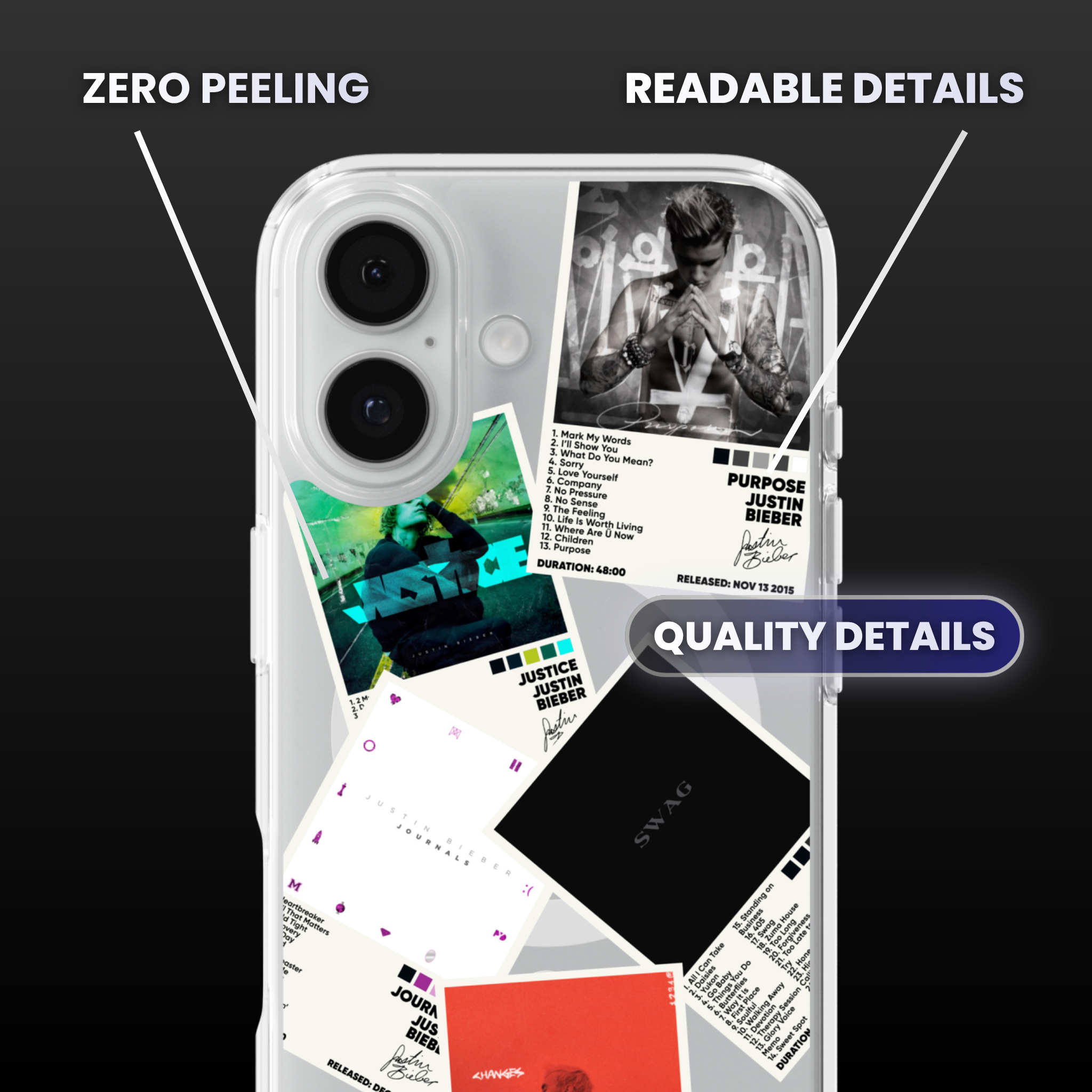 Justin Bieber Albums Clear Phone Case