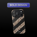 Leopard Print Striped Phone Case